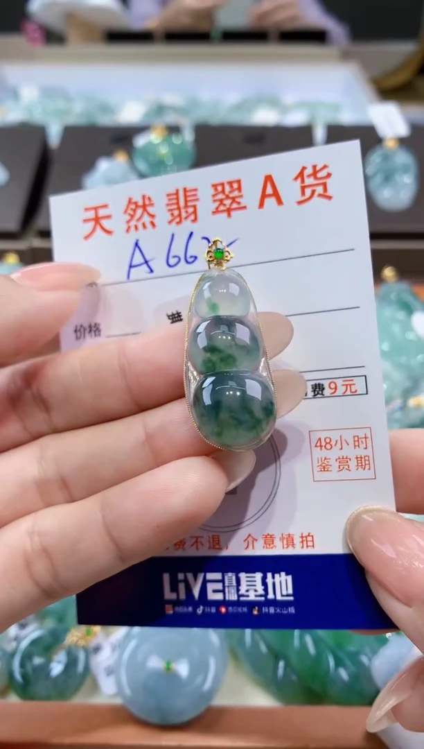 颈饰18K金镶嵌翡翠天然缅甸翡翠A货挂件