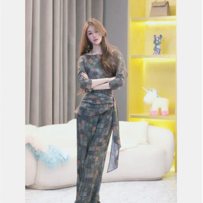 【张喜喜】2025款时尚女士春夏季百搭桑蚕丝套装 250361