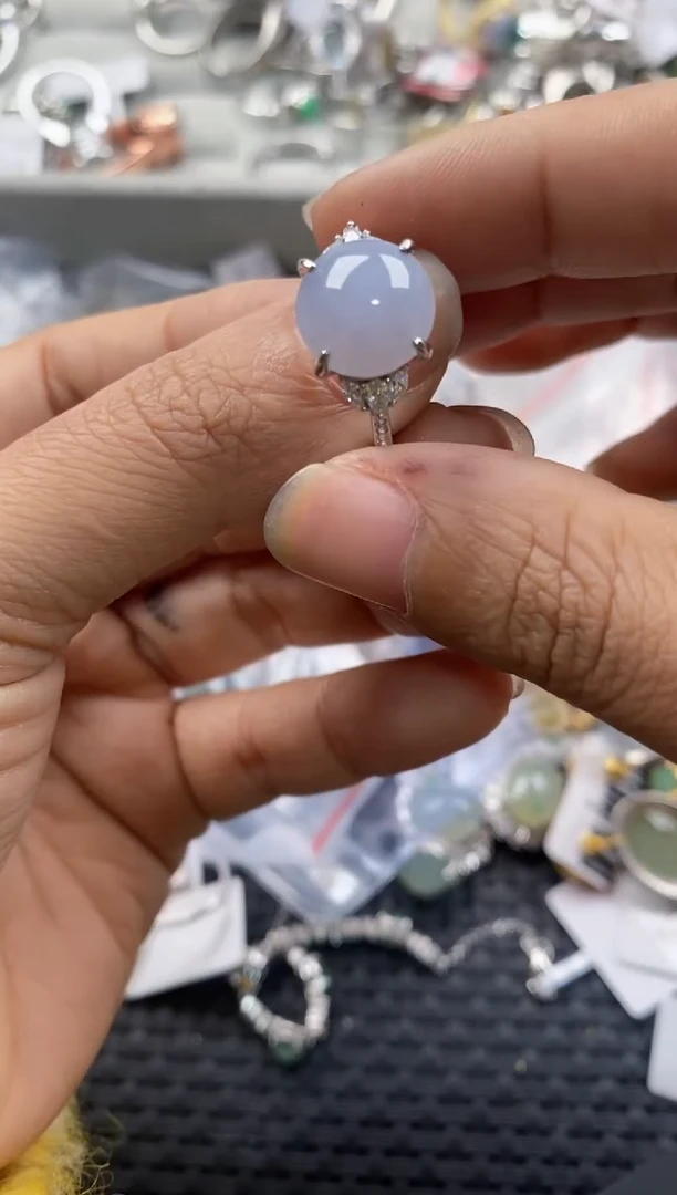 银S925镶嵌戒指翡翠999---9