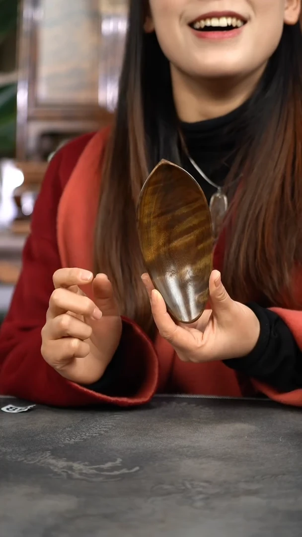 【闪购商品】金丝楠木雕原木满花荷花瓣茶则809