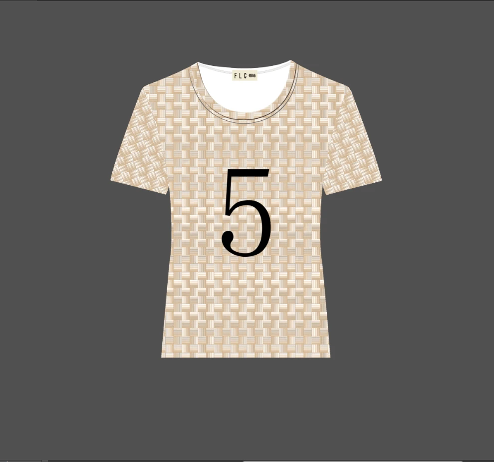 511118款方形花纹 女装圆领短袖，休闲款，洋气个性时尚 印花T恤女