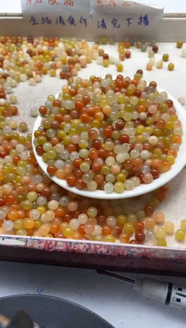 【闪购商品】玛瑙/玉髓颈饰未镶嵌w362三彩金丝6mm*100颗