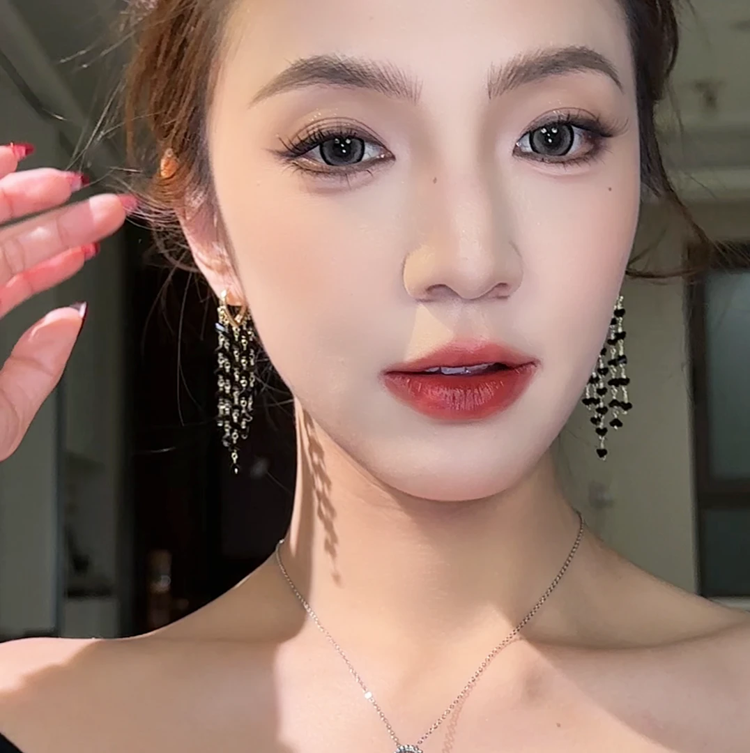 合金耳饰 小众设计感精致个性长款流苏耳扣