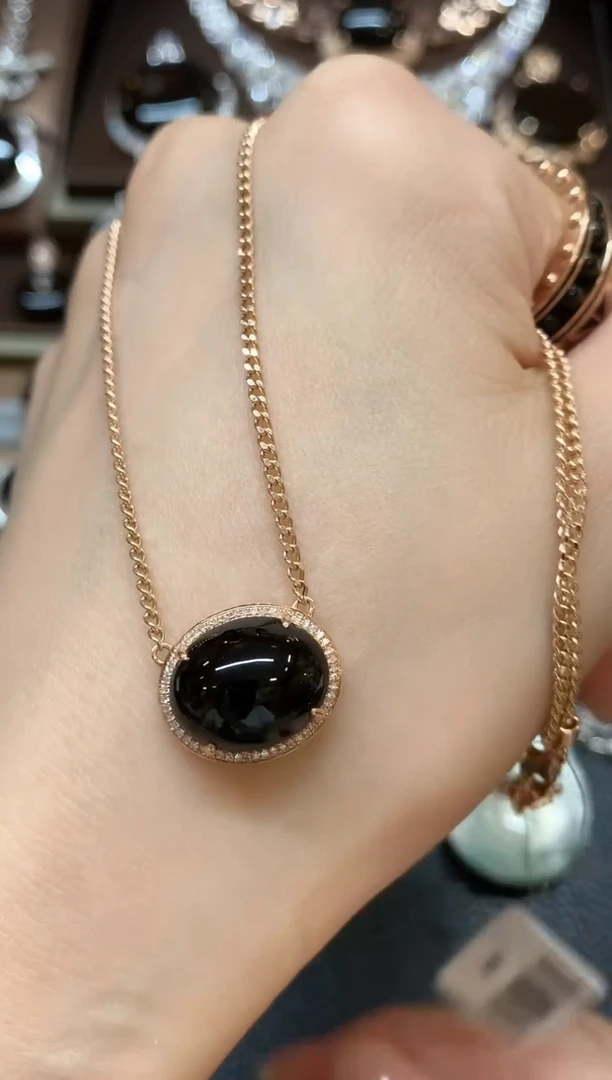 颈饰18K金镶嵌翡翠a35无鉴赏