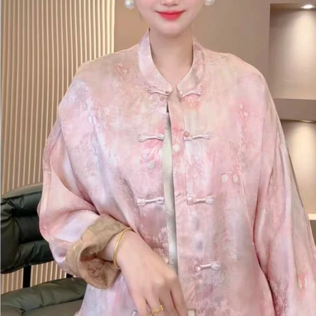 夏季新中式香云纱女国风双面重磅蚕丝上衣外套596