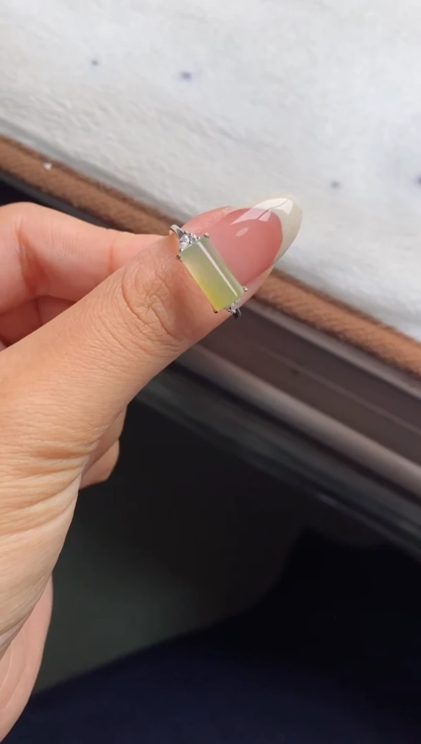 银S925镶嵌戒指翡翠天然A货翡翠