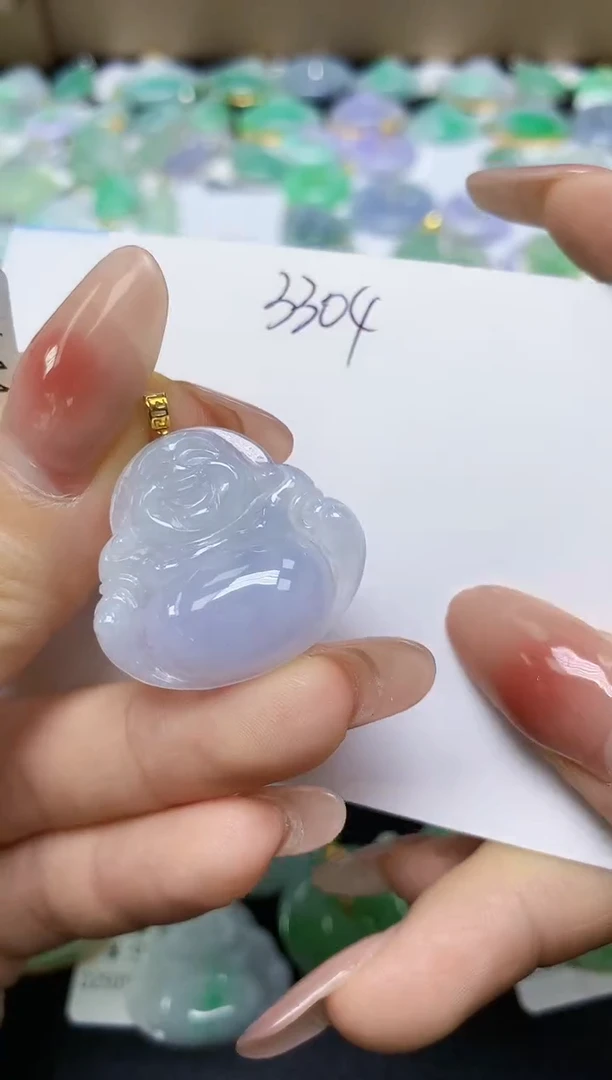 翡翠18K金镶嵌颈饰 天然缅甸翡翠A货