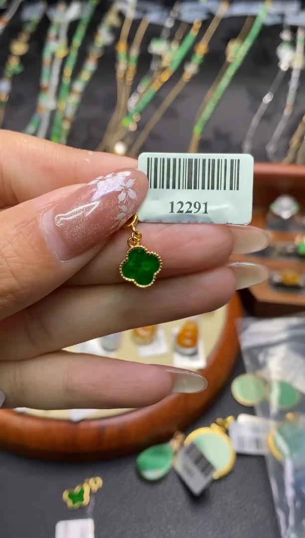 翡翠银S925镶嵌颈饰净货12291