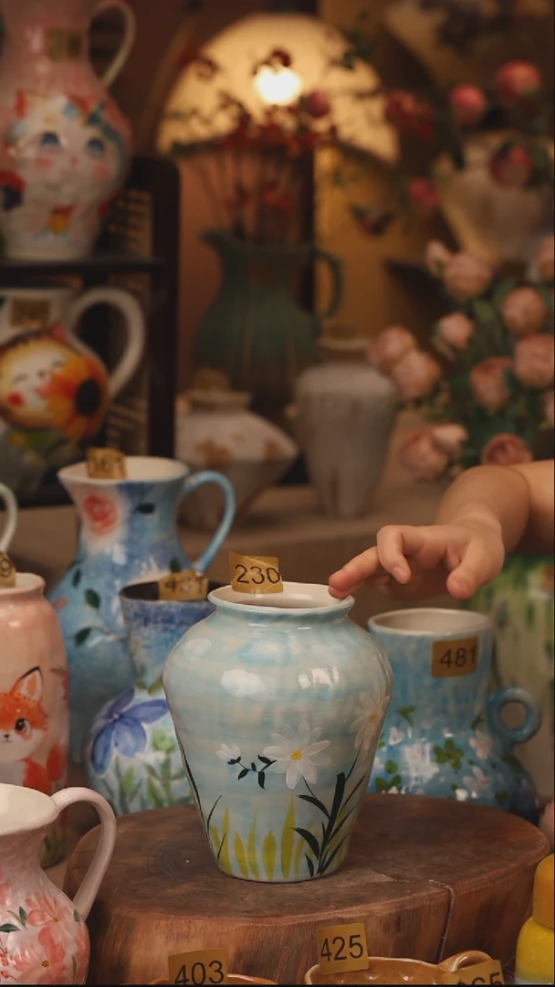 陶瓷230景德镇设计师手作花器摆件侘寂风