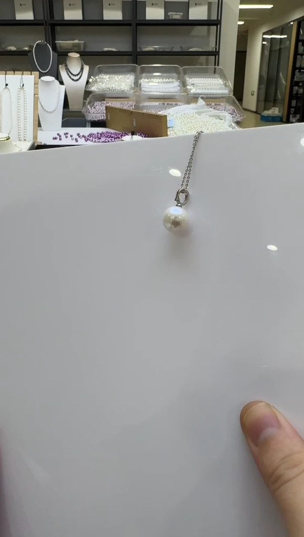 淡水珍珠银S925镶嵌吊坠(赠链)12-13mm 新品万能扣