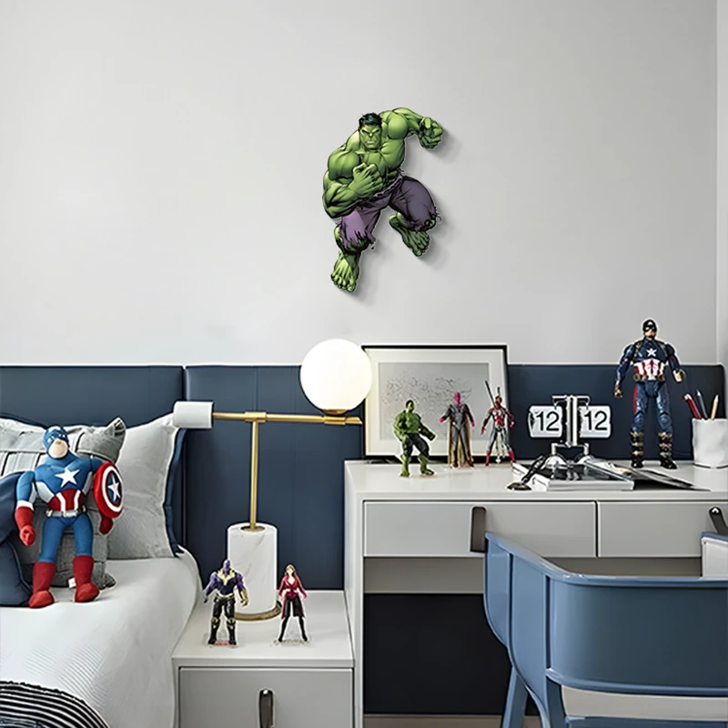 轻奢绿巨人漫威客厅晶瓷装饰画儿童房动漫人物绿巨人挂画浩克2745