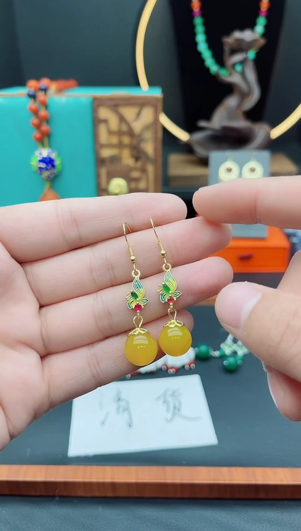 【闪购商品】玛瑙/玉髓耳钉银S925镶嵌318000