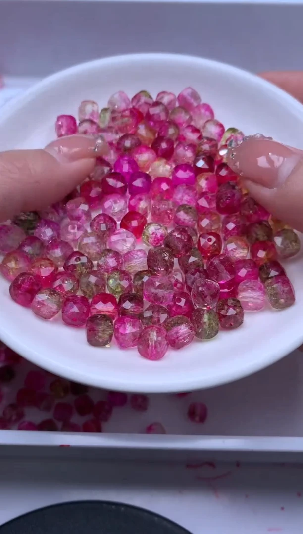 颈饰未镶嵌水晶W2917 西瓜碧玺方糖7MM*10颗