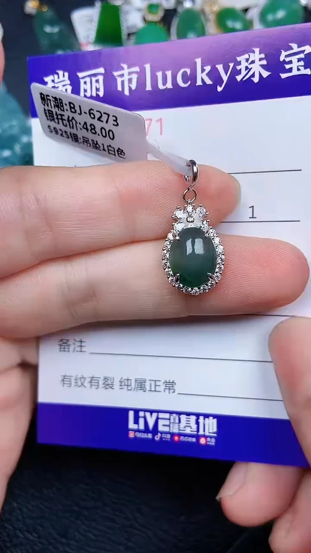颈饰银S925镶嵌翡翠0871