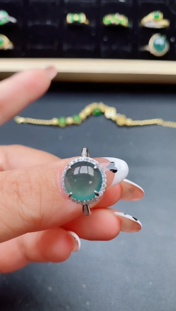 【闪购商品】翡翠银S925镶嵌戒指21321