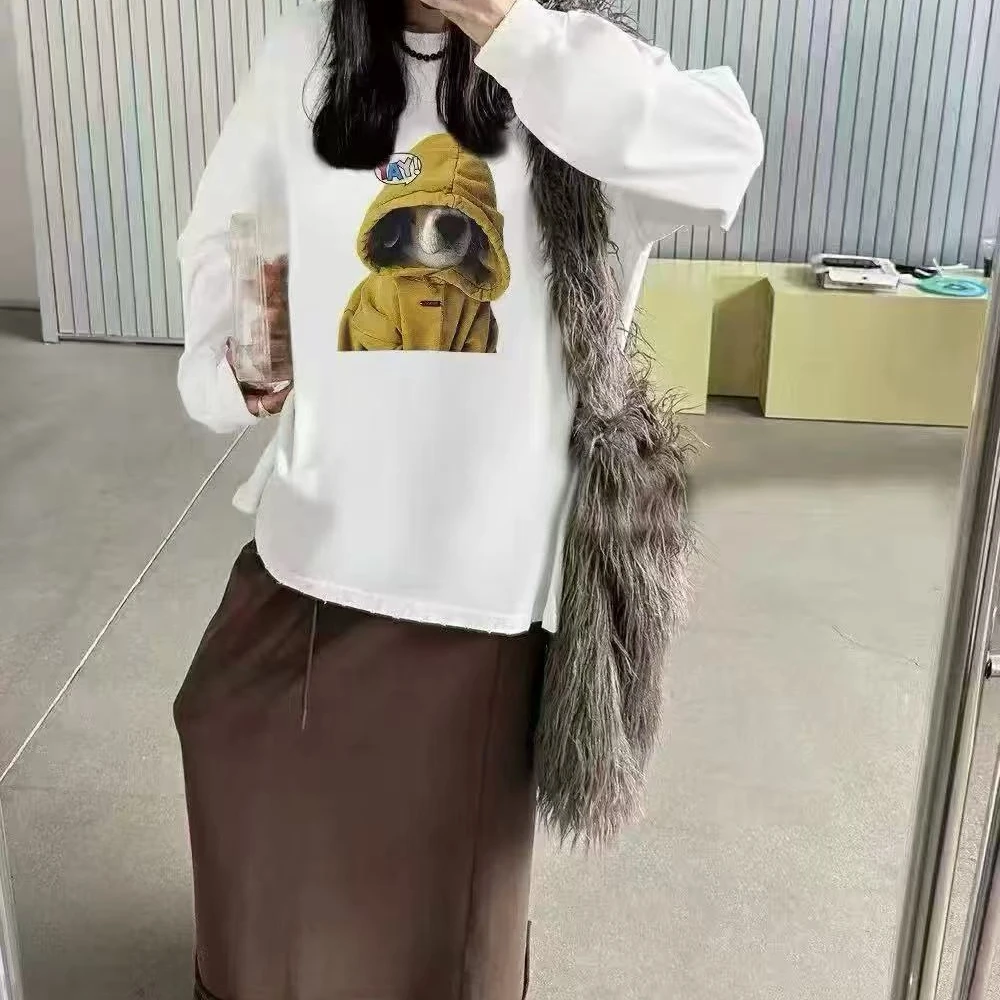 Manmi   帽衫小狗印花磨毛长袖T   97853（C4）