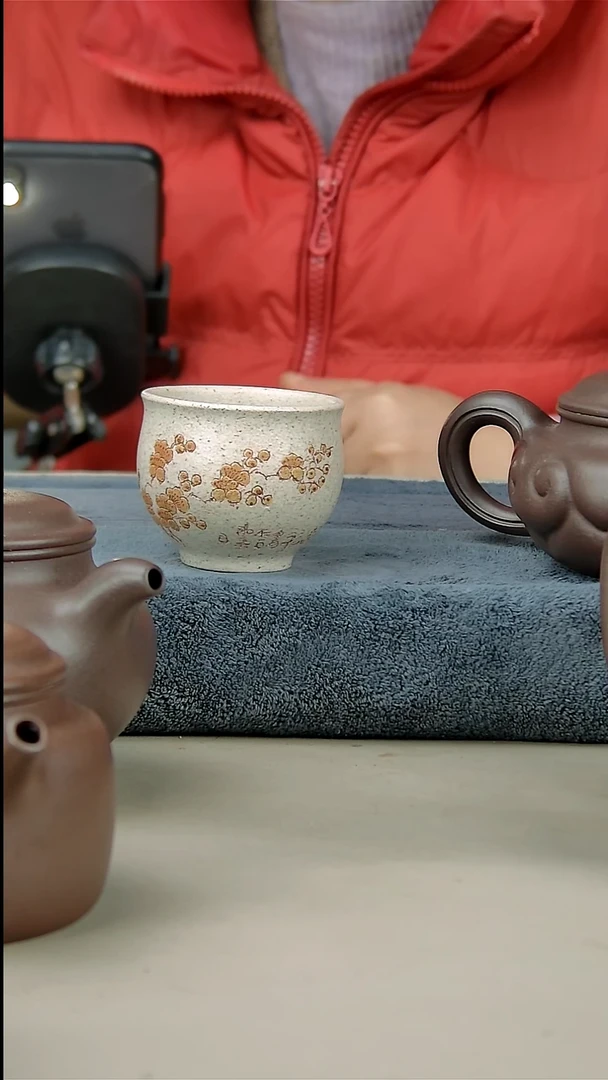 茶壶紫砂白玉段杯子100