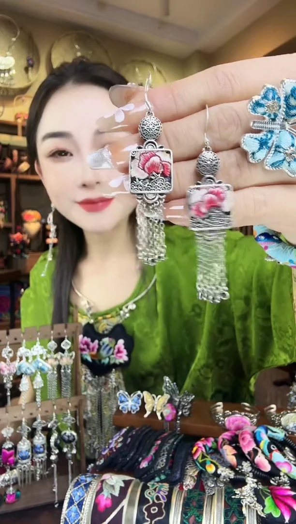 刺绣非遗刺绣民族风耳环