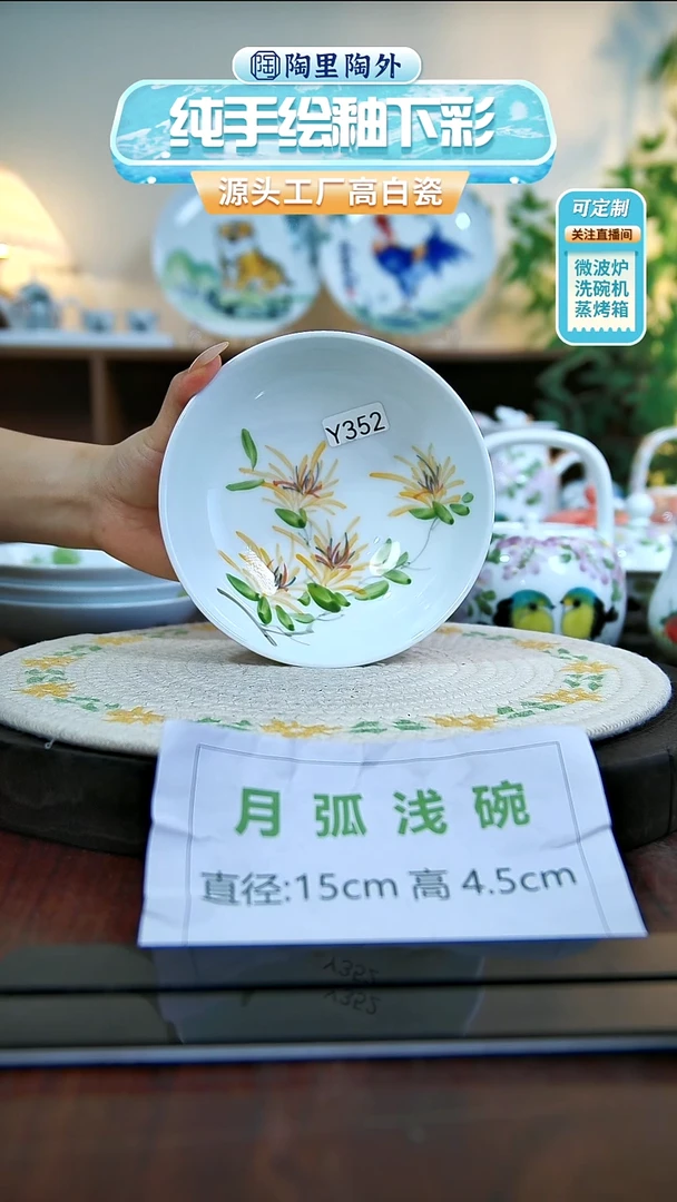 盘景德镇手绘高温釉下彩陶瓷Y352