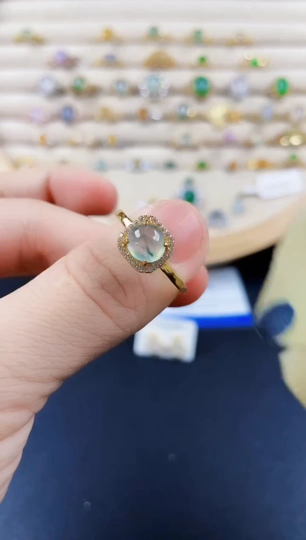 翡翠戒指银S925镶嵌6599