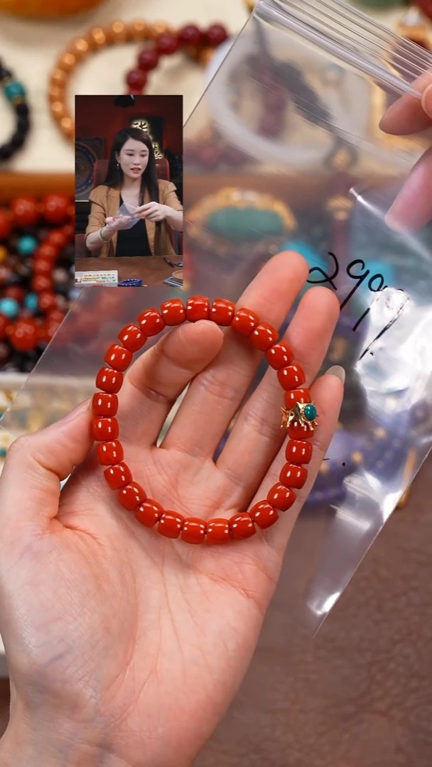 18K金镶嵌手串南红玛瑙h***路柒禧文玩回血好物