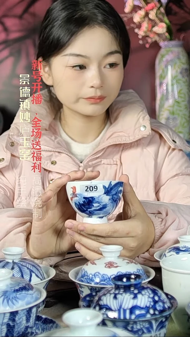 盘陶妙庐玉窑鸡心杯209微瑕