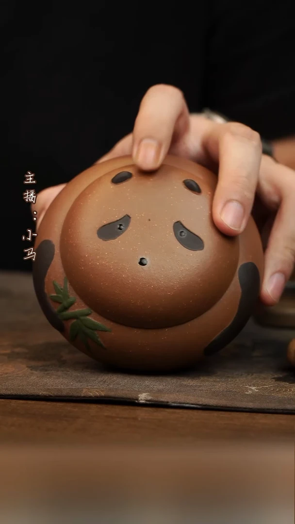 茶壶紫砂熊猫茶叶罐