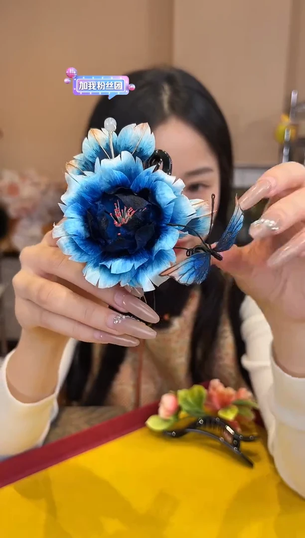 刺绣非遗绒花（发饰）