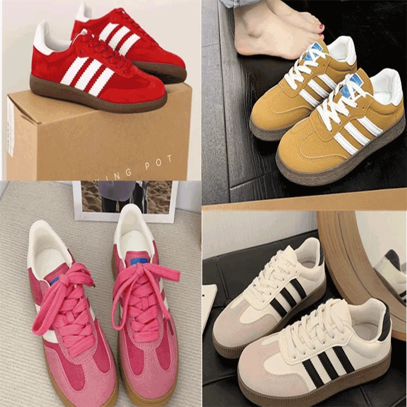 红色爆款德训鞋2025年新款平底系带复古百搭休闲运动阿甘鞋-9