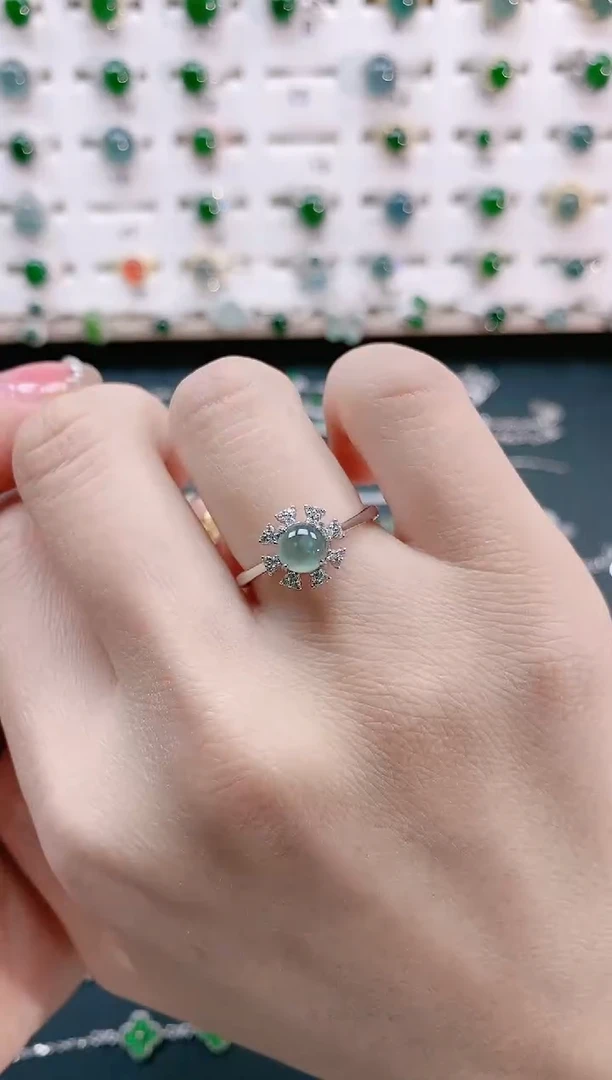 【闪购商品】翡翠戒指银S925镶嵌天然翡翠