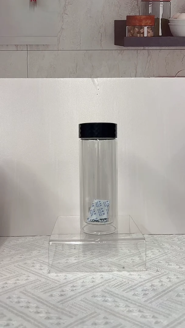 高硼硅玻璃盖子款（微瑕）双层玻璃杯 11483