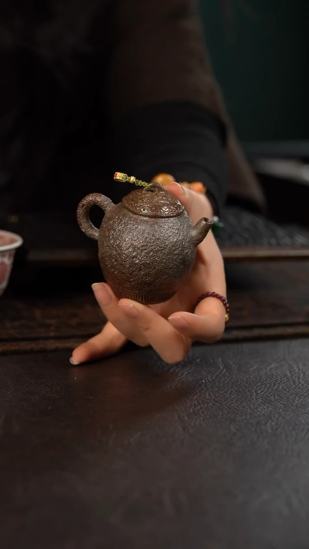 【闪购商品】杯尾款柴烧小壶带提溜猕猴桃