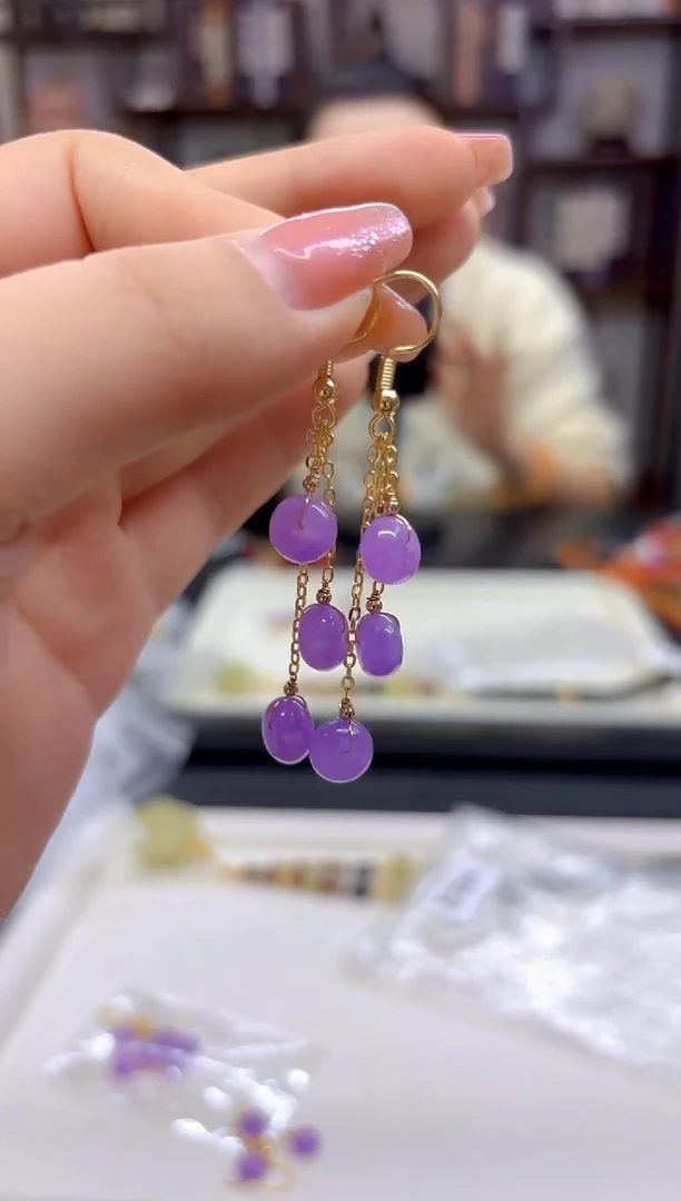 【闪购商品】翡翠耳饰14K金镶嵌耳坠E506