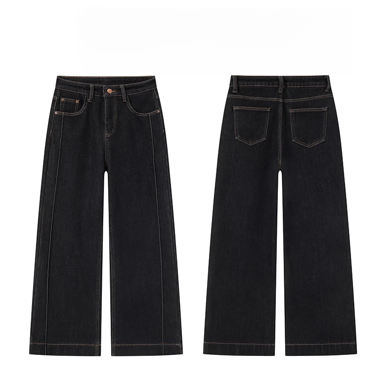 2025秋冬款复古显瘦窄版修身直筒软版牛仔裤5013