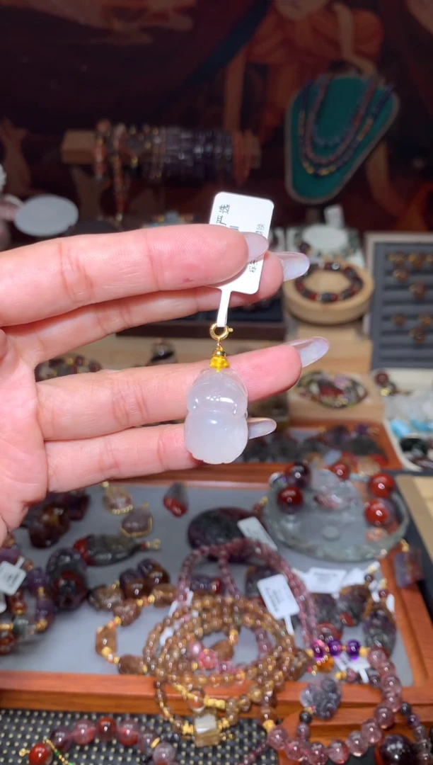 未镶嵌珠宝半成品水晶蓝针趴趴狐吊坠