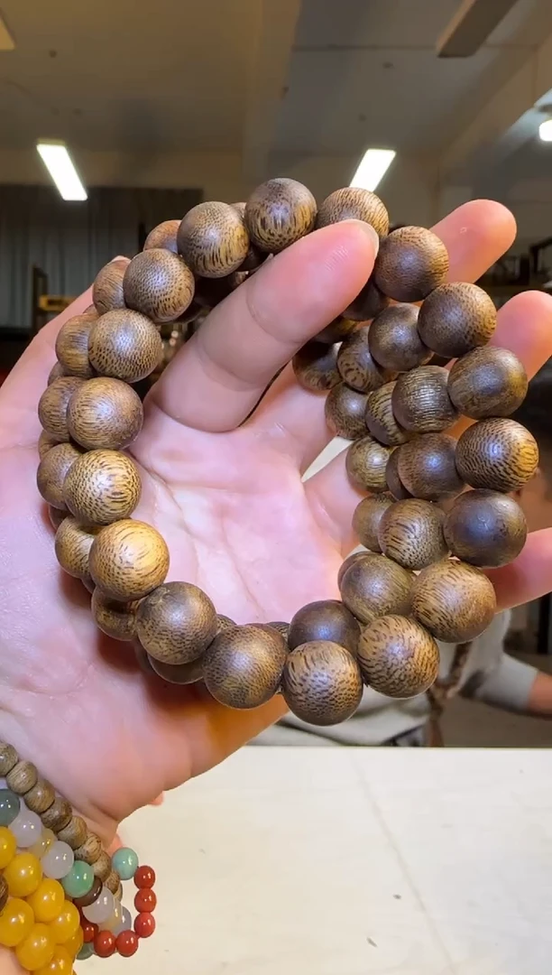 沉香手串窖藏款海南奇楠红骨凹身正圆珠12mm10g+多样性发1