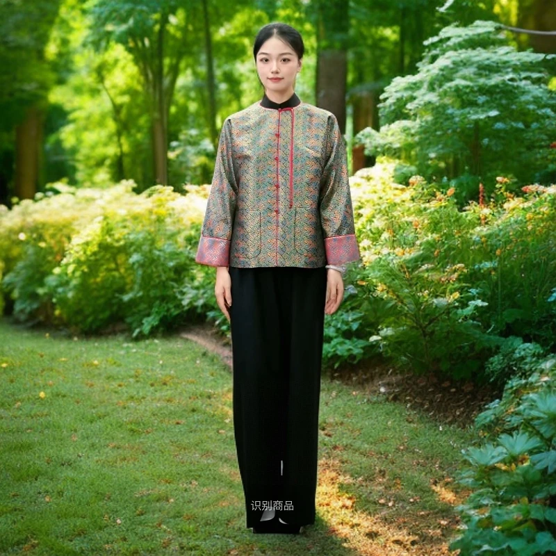 上海鉴界颜帛万寿纹非遗宋锦新中式国风奢华外套上衣