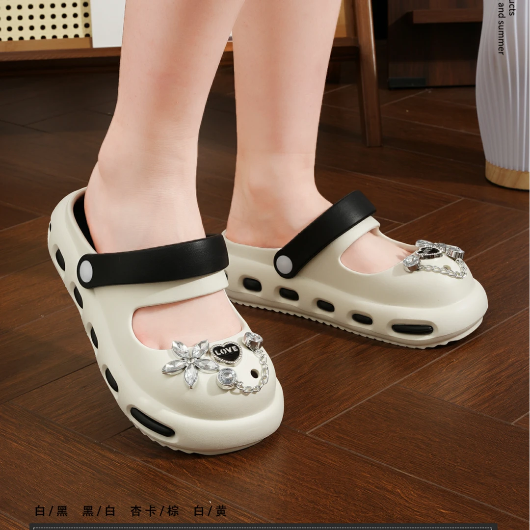 洞洞鞋时尚休闲拖鞋男女生夏季凉拖包头居家洗澡防滑软底凉鞋