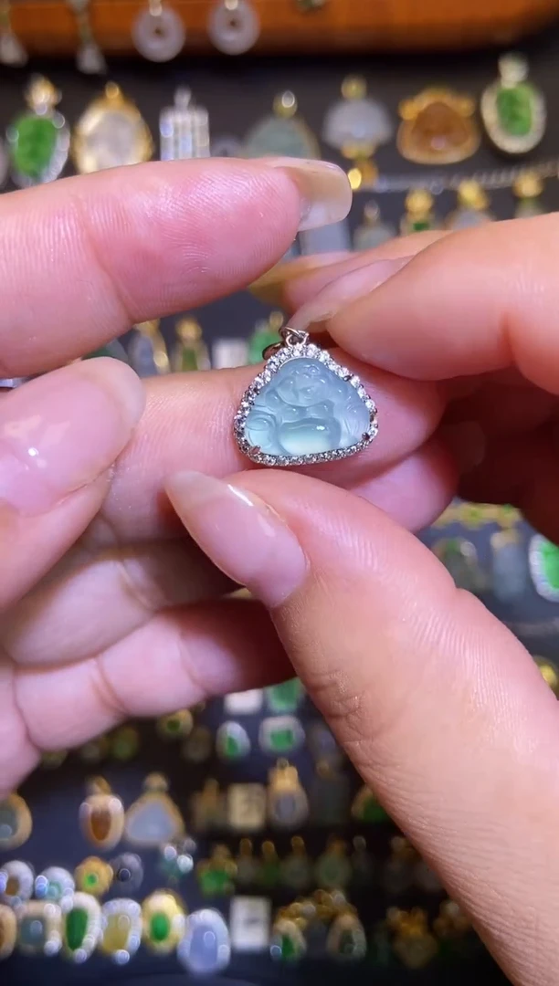 翡翠银S925镶嵌吊坠(不含链)1