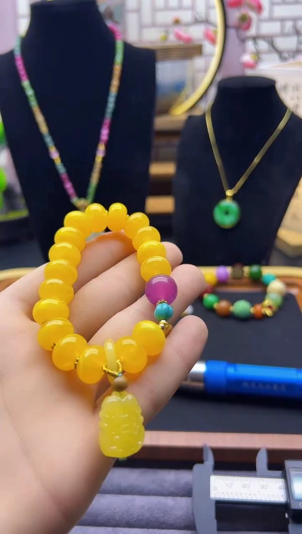 【闪购商品】蜜蜡手链14K金镶嵌S156