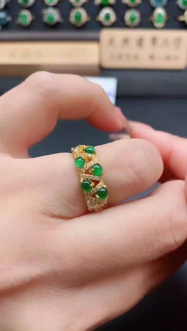 银S925镶嵌戒指翡翠1