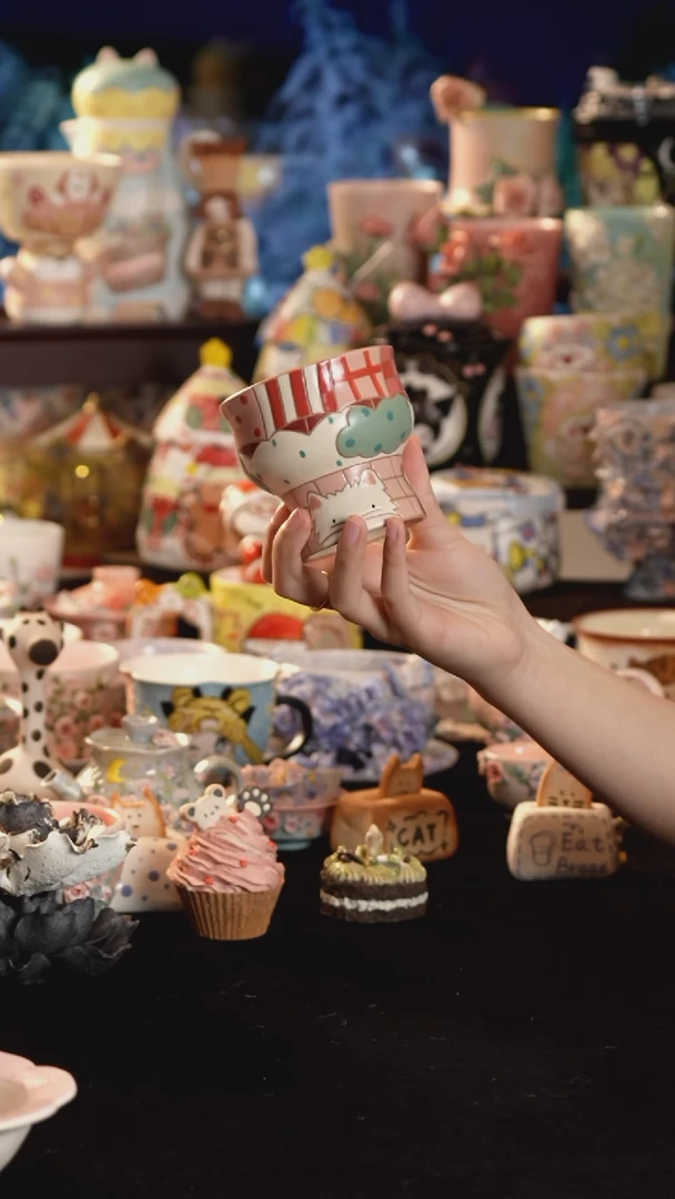 摆件陶景德镇釉下彩手绘设计师款陶瓷