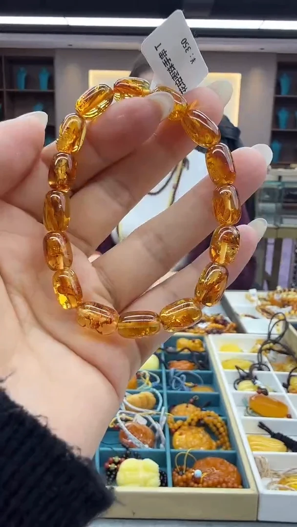 手链琥珀未镶嵌7秒拍号假一罚三