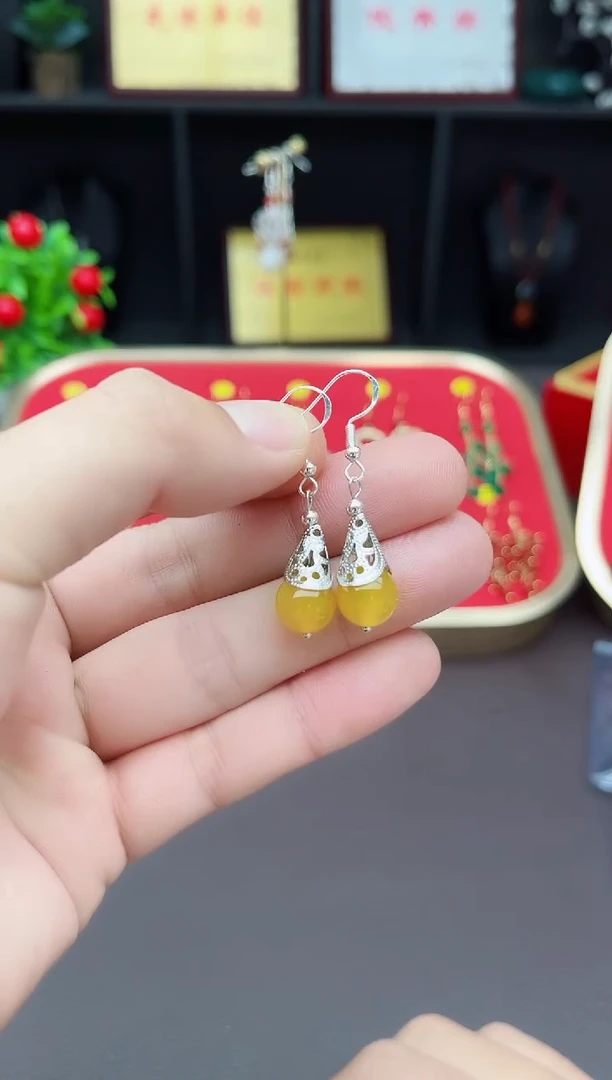 【闪购商品】玛瑙/玉髓耳钉银S925镶嵌723000