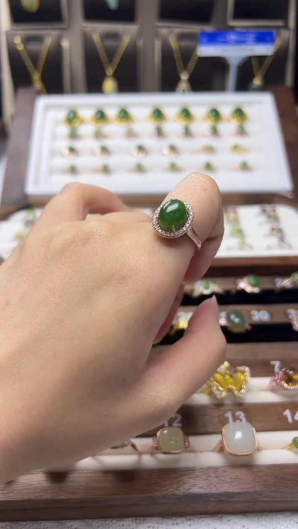银S925镶嵌戒指和田玉银S925镶嵌 戒指 和田玉