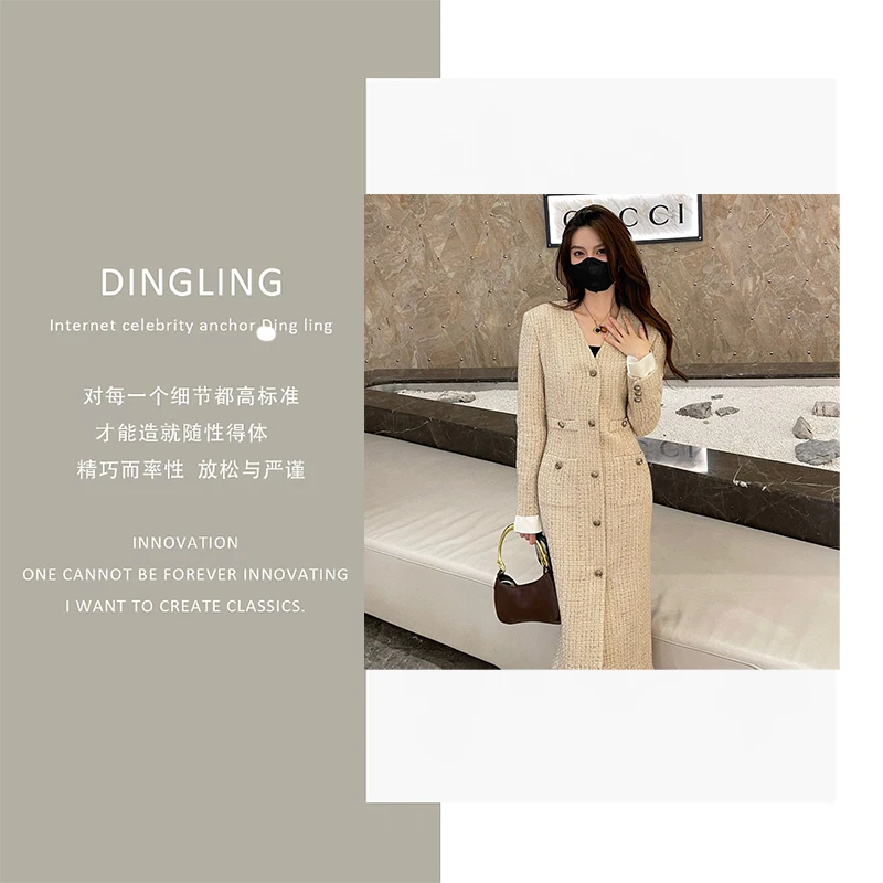 【四季青丁玲轻奢】Liixu经典优雅显瘦收腰秋假两件连衣裙女Q1322