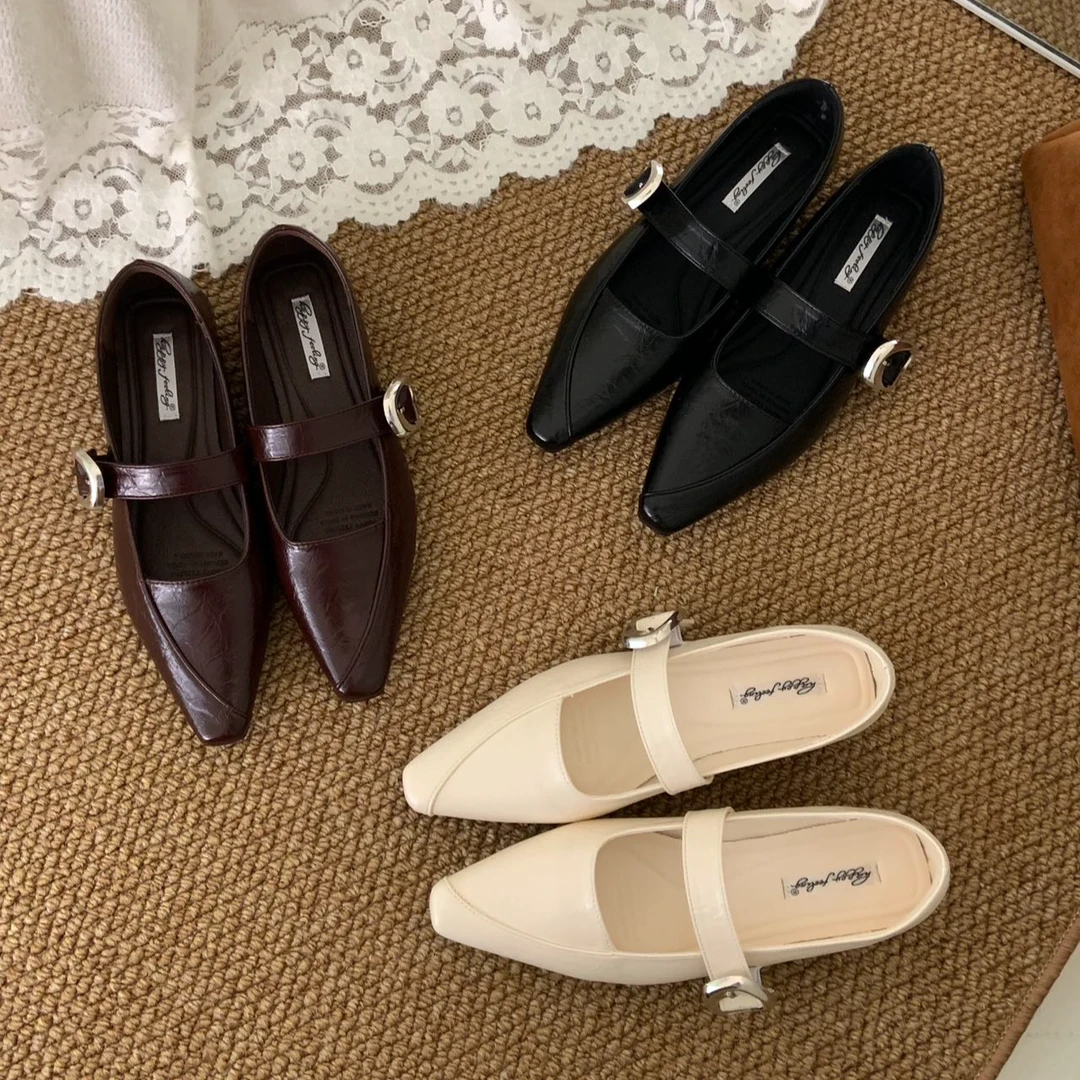 法式气质粗跟单鞋复古方头低跟玛丽珍鞋百搭通勤工作鞋2227-27