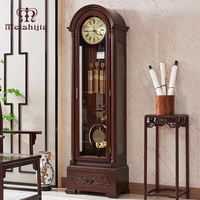 新中式机械落地钟客厅复古实木立式座钟欧式装饰钟