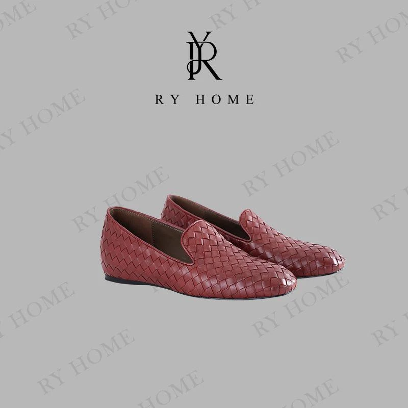 【容雨RYHOME】英伦风真皮编制一脚蹬懒人乐福鞋243X1231