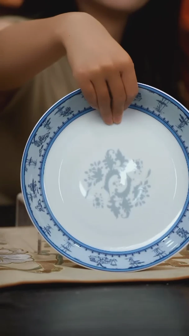 1个微瑕竹林七贤9英寸饭盘